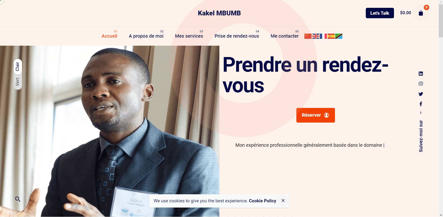 Conception du site web du Consultant Kakel Mbumb