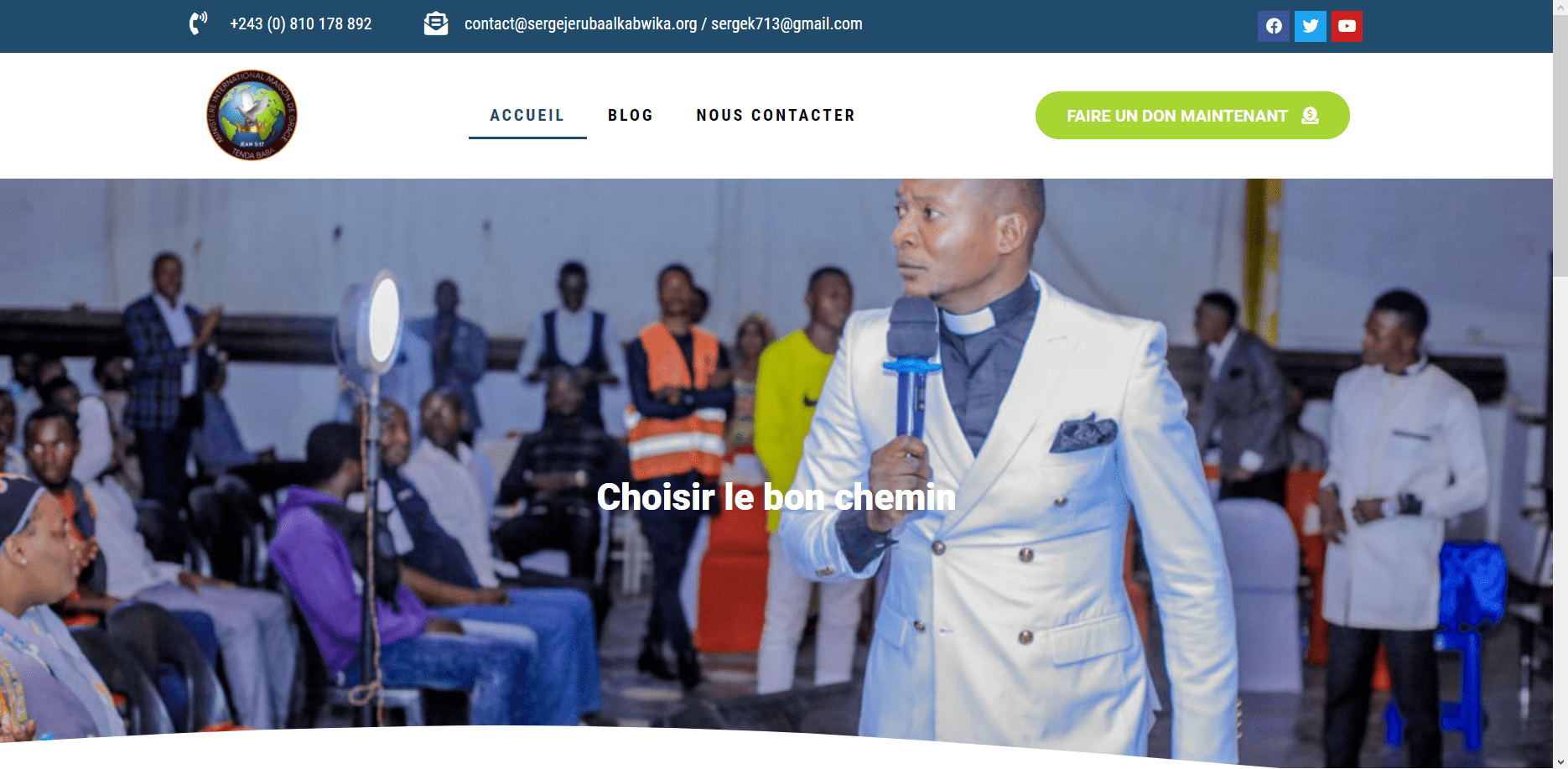 Conception du site web du Ministère International maison de grâce paroisse Tendababa