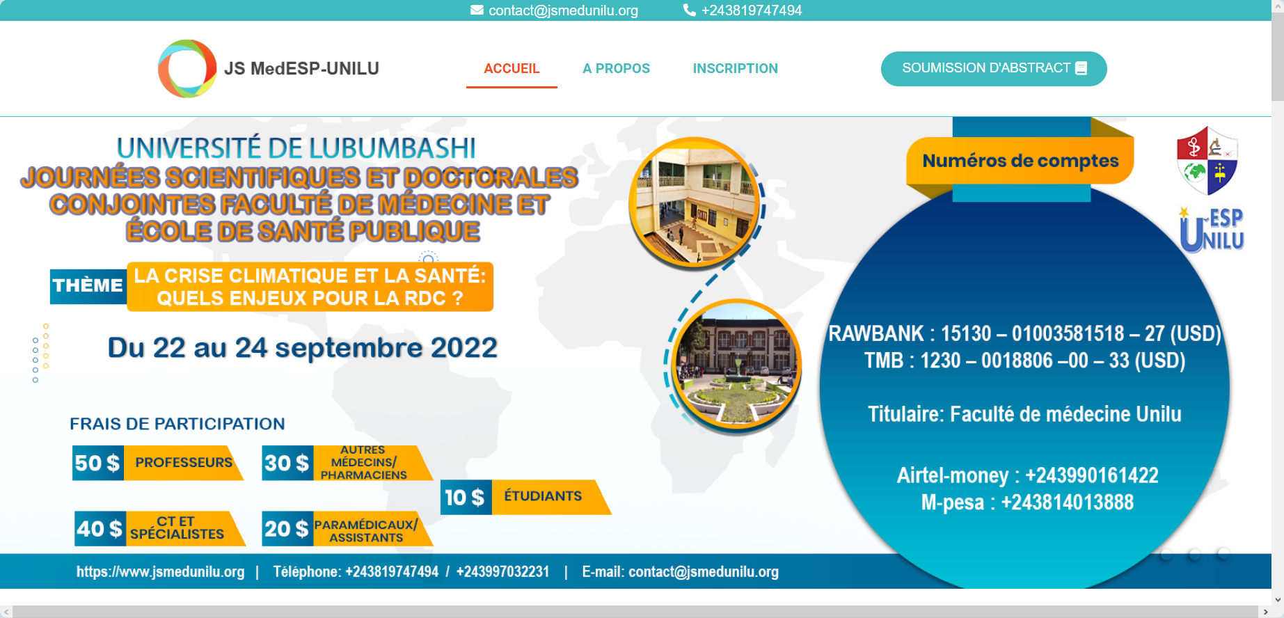 Création du site web des JOURNEES SCIENTIFIQUES DE LA FACULTE DE MEDECINE – UNILU