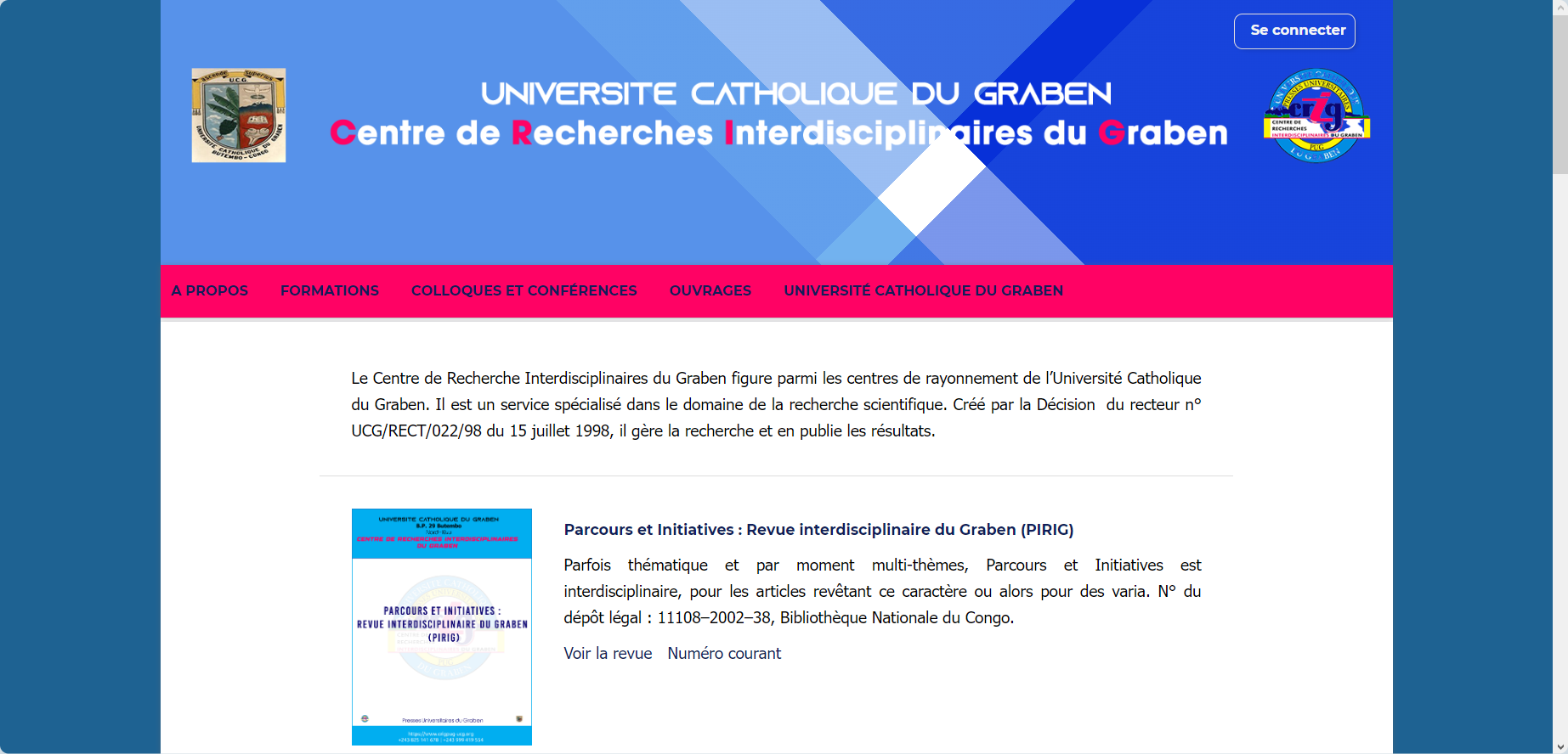 Création du site web du Centre de Recherche Interdisciplinaires du Graben