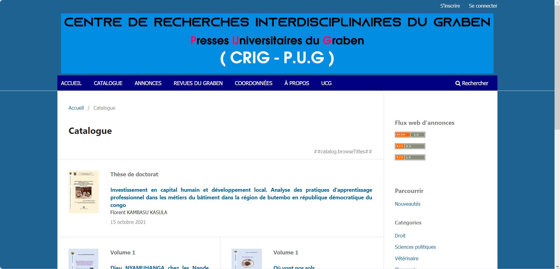 Création du site web des Presses Universitaires du Graben