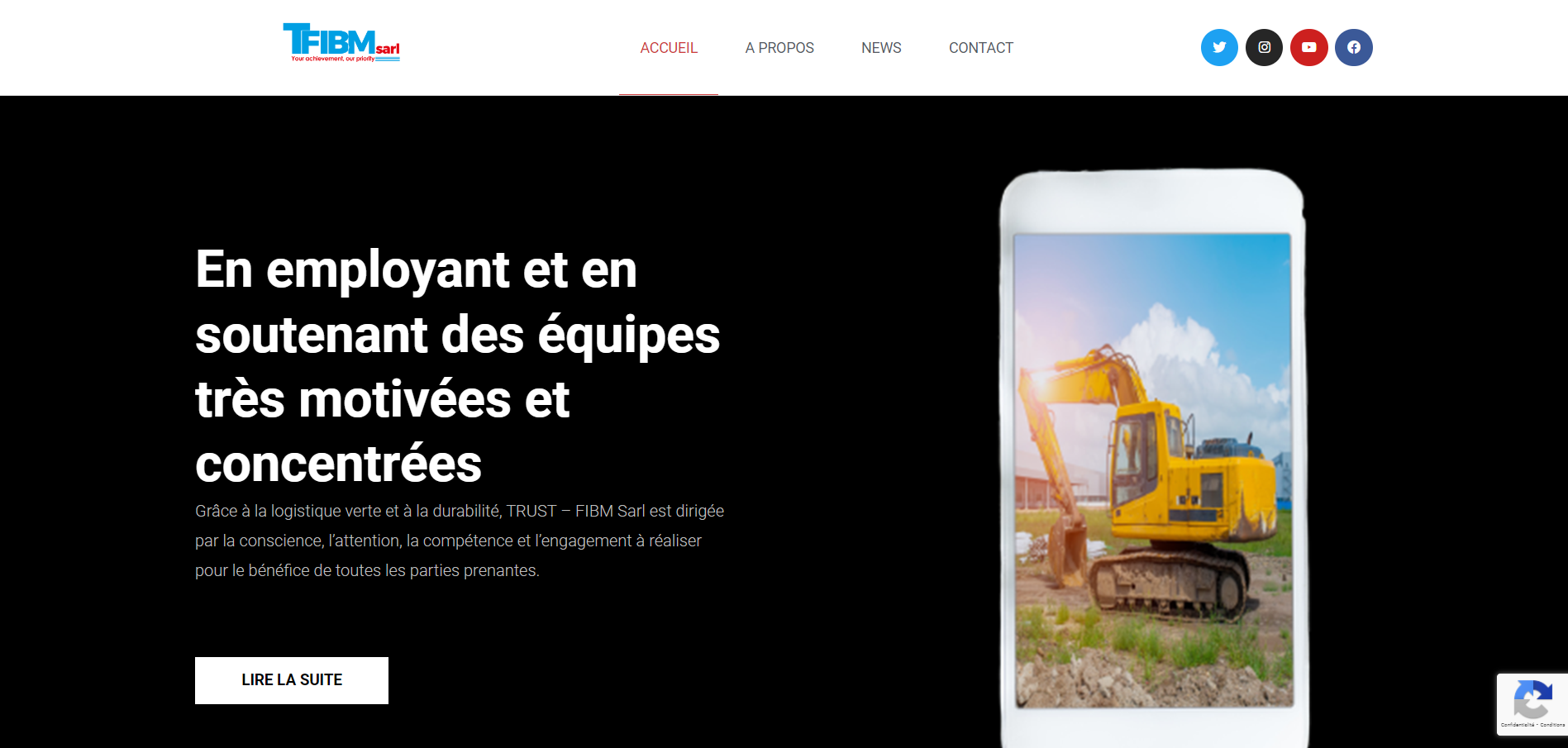 Conception du site web de Trust Fibm sarl